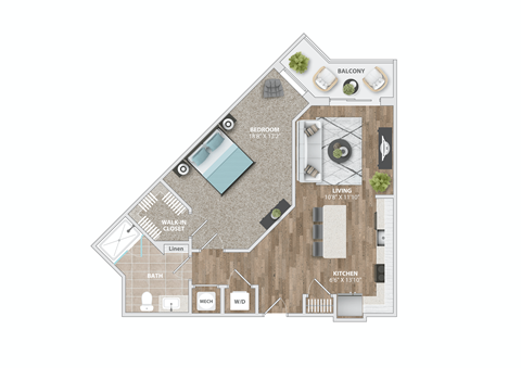 a floor plan of a home with a bedroom and a living room